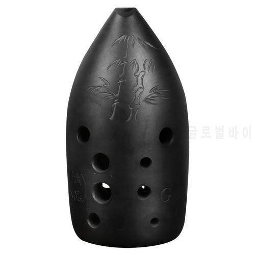 Professional high-end 10-hole black pottery double-chamber playing pottery xun, pure sound quality, blowing hole polishing