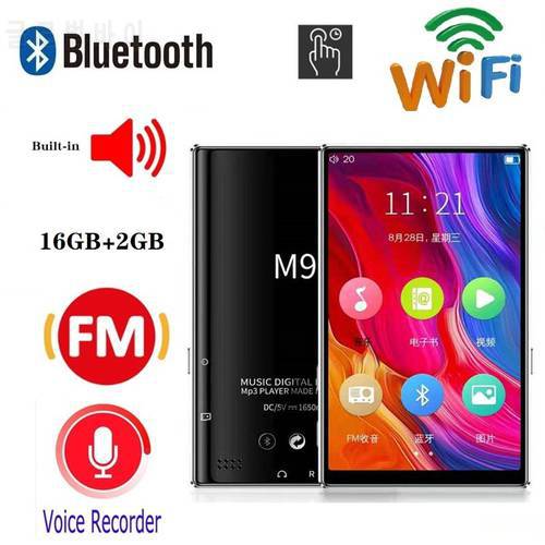 WIFI Bluetooth MP4 Music Player FM Radio 4.0 Inch Full Touch Screen Recording E-book MP4 MP5 Music Video Player Speaker TF Card
