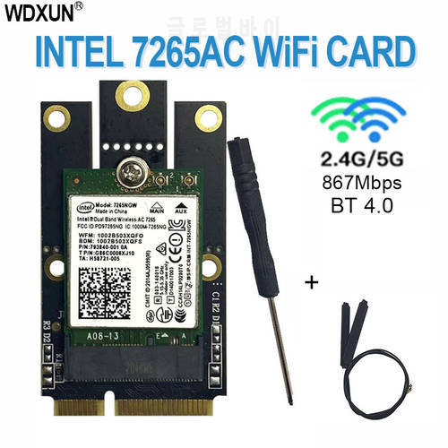 Dual band intel Wireless Card AC 7265 7265NGW ac7265 7265ac 802.11ac WiFi + Bluetooth 4.0 867Mbps NGFF lan card