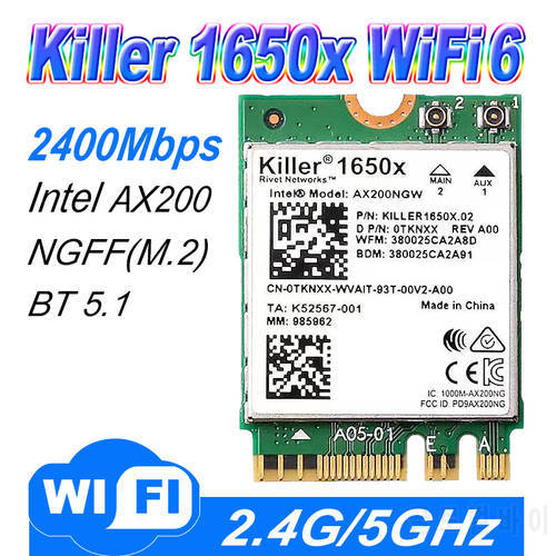 Intel killer 1650X dual band 2400M Bluetooth 5.1 notebook or desktop Gigabit wireless network card transcend AX200 support win11