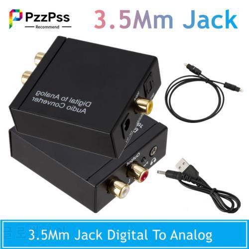 PzzPss 3.5mm Jack Digital to Analog Audio Decoder Toslink Coaxial Optical Fiber Digital to Analog Stereo Audio RCA Converter
