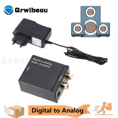 GRWIBEOU Digital to Analog Audio Converter Digital Optical Coax Coaxial Toslink to Analog RCA L/R Audio Converter Adapter