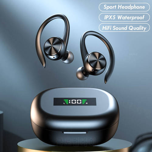 Sports TWS Bluetooth Earphone HiFi Stereo Music Wireless Headphone Ear Hook Earbuds with Microphone Waterproof Gaming Headset