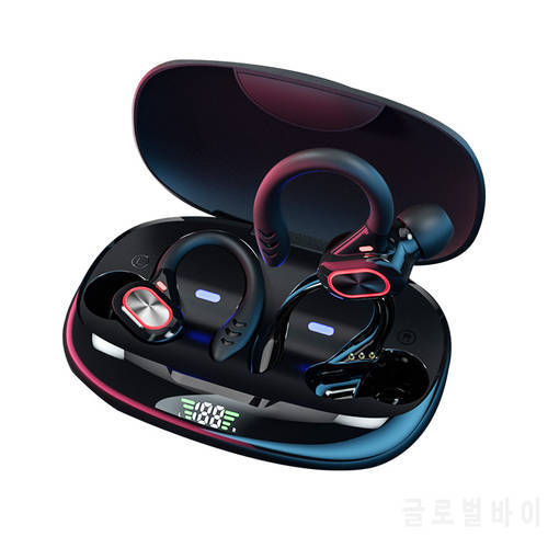 TWS Earphones Bluetooth-compatible With Microphones Sport Ear Hook LED Display Wireless Headphones Earbuds Waterproof Headsets