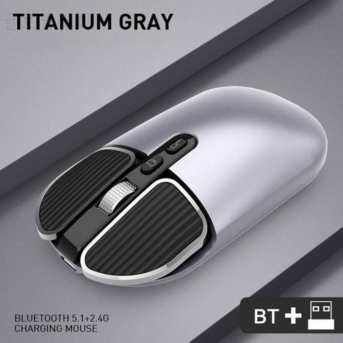 Bluetooth 5.1+2.4G Wireless Dual Mode Rechargeable Mouse Optical USB Gaming Computer Charing Mouse PC Mouse For Mac Ipad Android