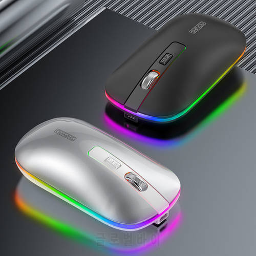 Bluetooth Wireless Mouse RGB Rechargeable Mouse Silent Mause For Computer PC Laptop Macbook Gaming Mouse Gamer 2.4GHz 1600DPI