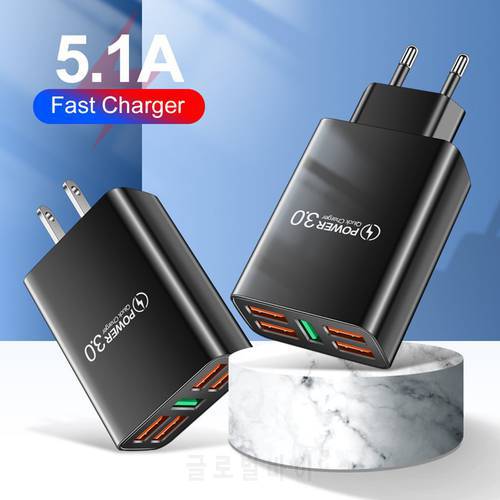 5U Quick Charge 3.0 Fast phone Charger For iphone 12 mini Air pods one plus Xiaomi Huawei Fast charger adapter USB charge QC 3.0