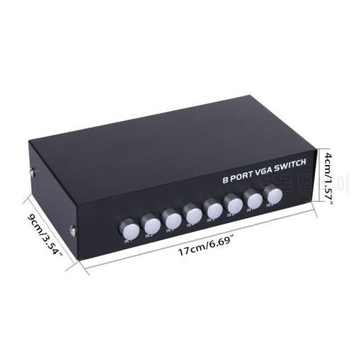 Easy to Install 8 Port VGA Switch 8 x VGA HDF-15 Male Video Input Interface Solid Frame Computer Teaching System Props