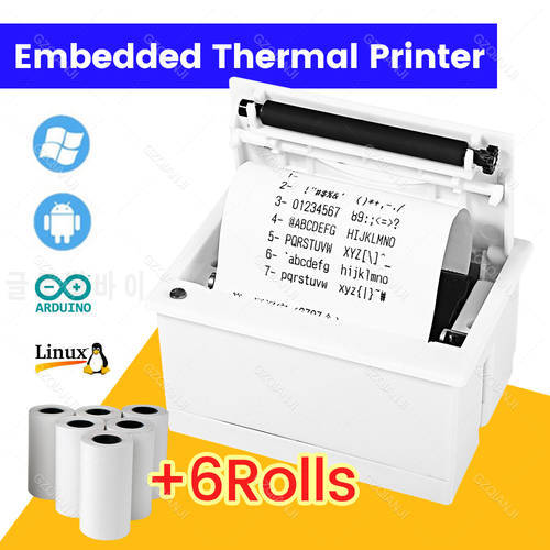 QR204 Mini Embedded Printer Thermal ESC POS Receipt Parallel Panel Printer USB TTL RS232 Kiosk Printer Barcode Arduino 2 inch