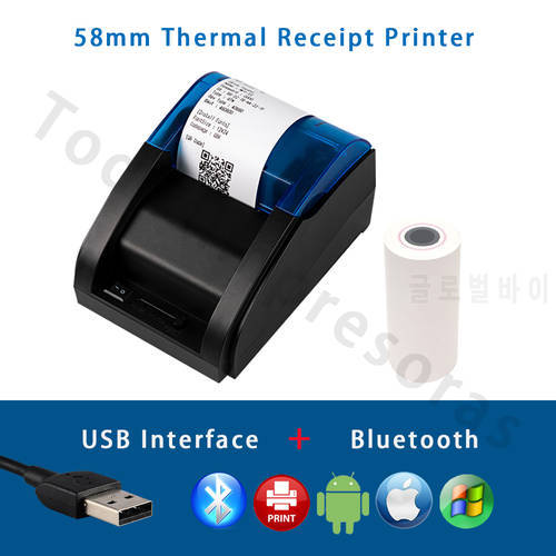 58mm 2&39&39 USB Bluetooth Thermal Receipt Printer USB Cash Register Printer POS System Supermarket PC iOS Android Mobile Impresoras