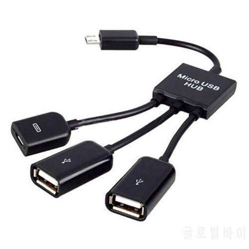 3in1 Micro USB HUB OTG Male to Female Dual USB 2.0 Adapter Cable for Samsung USB Hubs