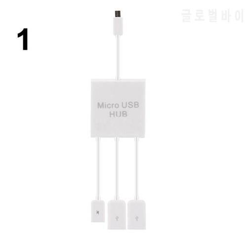 3in1 Micro USB HUB OTG Male to Female Dual USB 2.0 Adapter Cable for Samsung