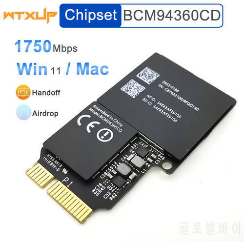 1750Mbps Dual Band Broadcom BCM94360CD WiFi Bluetooth Card 2.4GHz/5GHz BT 4.0 Wireless Module For Apple Hackintosh Mac OS