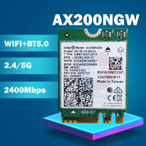 NGFF Wireless adapter AX200NGW For Intel wifi 6 AX200 2400Mbps network card 2.4G/5Ghz 802.11ac/ax Wi-fi Bluetooth 5.0