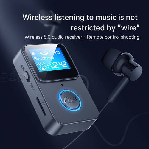 Bluetooth MP3 Player with Bluetooth 5.0 Audio Receiver Adapter with Screen for Remote Control Taking Photos