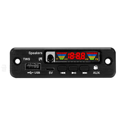 DC 5V MP3 Decoder Board Bluetooth-Compatible 5.0 Car MP3 Player USB Recording Module FM AUX Radio Speaker Handsfree Color Decode