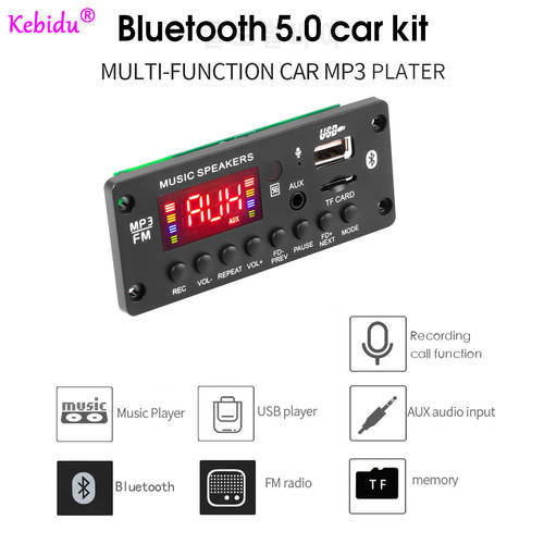 Wireless Bluetooth MP3 Decoder Board Car MP3 Lossless Music Audio Player FM Radio Module Support Folder Switching Call Recording