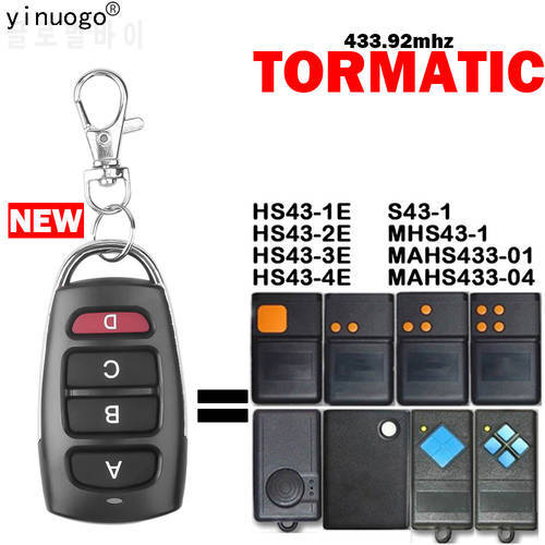 TORMATIC S43-1 MHS43-1 HS43-1E HS43-2E HS43-3E HS43-4E Garage Door Remote Control 433.92mhz MAHS433-01 MAHS433-04 Garage Command
