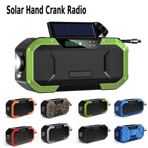 Solar Hand Crank Radio Multifunctional Portable Bluetooth-Compatible Speaker Emergency LED 5000mAh Power Bank Charger FlashLight