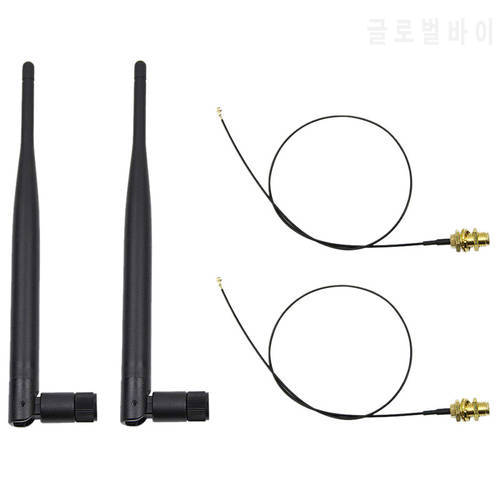 1set 6dBi Dual Band M.2 IPEX MHF4 U.fl Cable to RP-SMA Wifi Antenna Set for Intel AC 9260 9560 8265 8260 7265 7260 NGFF M.2 Card