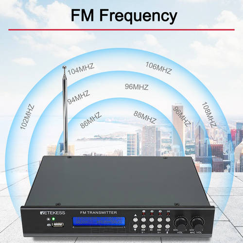 RETEKESS TR510 For Drive-in Church FM Broadcast Transmitter Support AUX/MIC/Bluetooth/USB Drive Input with LCD Display