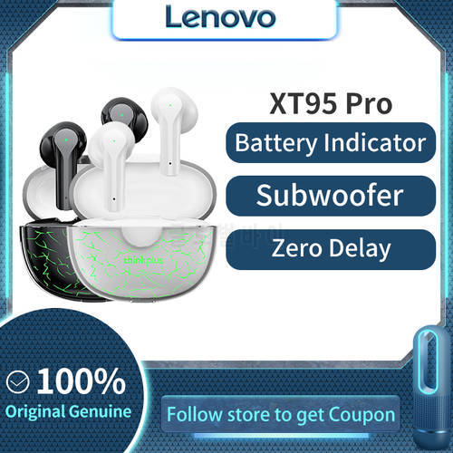 Original Lenovo XT95 Pro Bluetooth Earphone LED Light Wireless Headphone Sport Waterproof TWS Wireless Earbuds with Mic