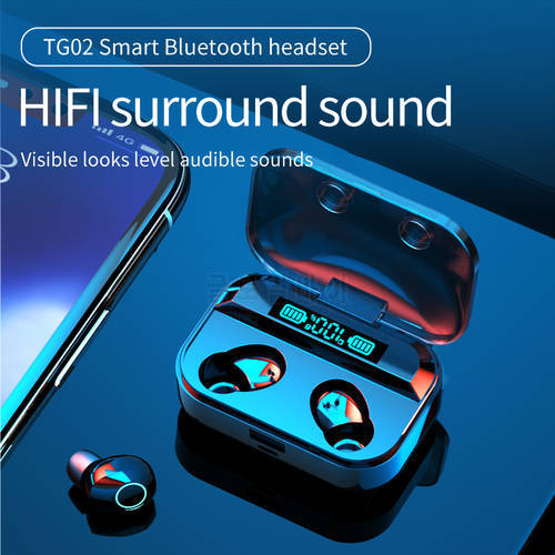 TG02 Tws Earphone Bluetooth 5.1 Wireless Headphone Music Earbuds Noise Reduction Headset Gamer Ps4 Hearing Aid With Mic Handfree