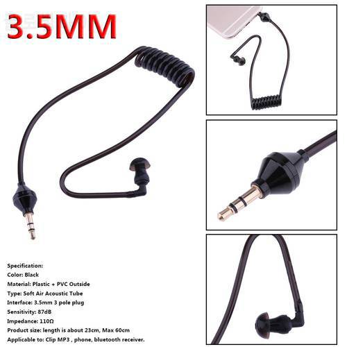 Single Earphone Headset In Ear Anti-radiation Listening Air Tube Stereo Coiled Cables Mono Function Earpiece In Ear Headphone