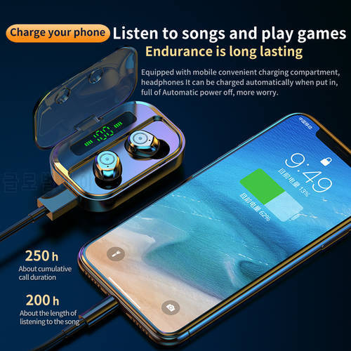 TWS Earphone Bluetooth Wireless Headphones Sport Earbuds Hearing Aids Headset With Mic Handfree Charging Box For All Smartphones