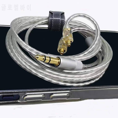 Special offer SE215 mic Earphone Upgraded Cable Single Crystal Copper Silver Plating 3.5mm MMCX with Microphone Headphone Cable