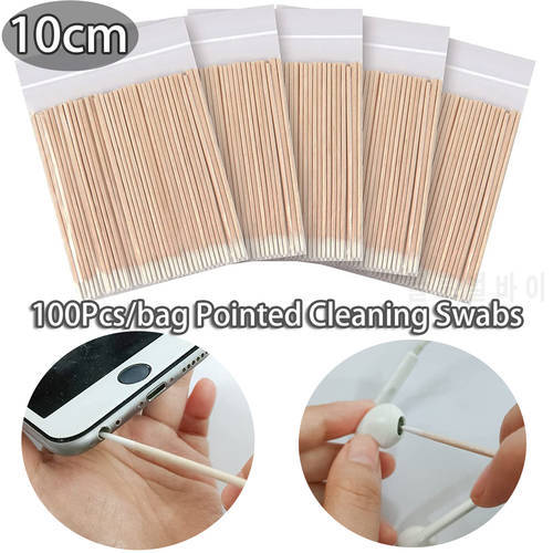 10cm Extra Long Tip Cleaning Cotton Swabs Microblading Swab Tip Wood Sticks Tools Headphone Hole Cleaner Phone Charging Port