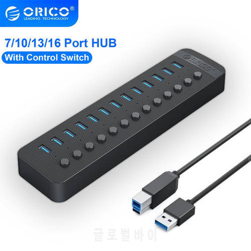 ORICO Industrial USB 3.0 HUB 7 10 13 16 port ABS USB OTG Splitter On/Off Switch With 12V Power Adapter Support Charger（CT2U3）