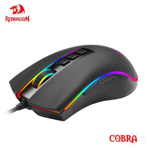 REDRAGON COBRA M711 RGB USB Wired Gaming Mouse 12400 DPI 9 buttons mice Programmable ergonomic For Computer PC Gamer