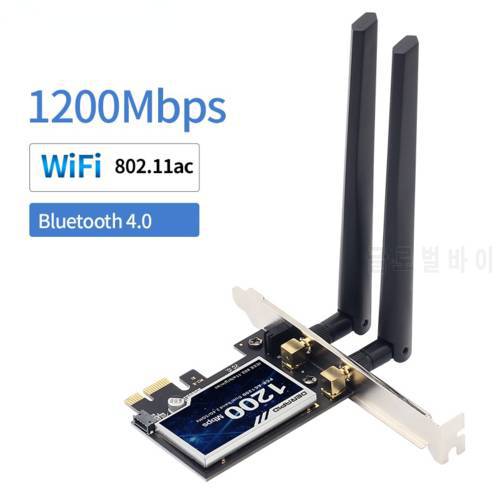 1200Mbps Wireless PCI-e Adapter 802.11ac Bluetooth 4.0 Wifi Wlan Card 2.4G/5GHz Desktop Wifi PCI Express Adapter For Win 7 8 10