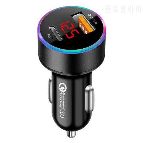 3.1A QC3.0 2 USB Car Charger 12-24V LED Digital Car Adapter Socket Quick Car Phone Charger With LED Lamp For IPhone Xiaomi