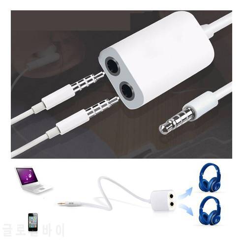 1PC 3.5mm White Double Earphone Headphone Y Splitter Cable Cord Adapter Jack Plug Audio Cable Cellphone Accessories
