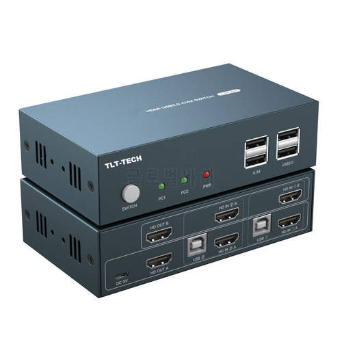 2 Port USB2.0 HDMI-compatible kvm switch dual monitor KVM switch for Unix /Windows /Debian /Ubuntu /Fedora /Mac OS X /Raspbian