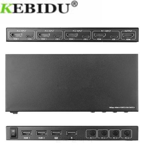 4 ports KVM Switcher with Type-c Interface 4K HDMI USB Sharer Video Display Box Splitter For Sharing Printer Keyboard Mouse