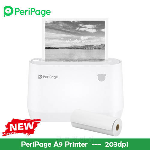 PeriPage A9 Mini Portable Thermal Printer 203dpi Wireless Bluetooth Pocket Printer Receipt Label Maker Support 56mm/77mm Paper