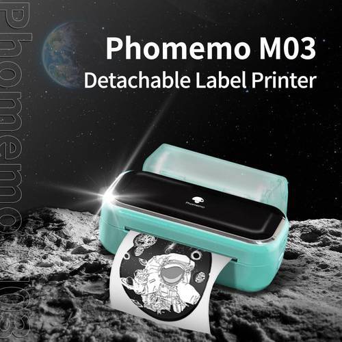 Phomemo M03 Portable Thermal Printer 304dpi BT Wireless Photo Printer Support 53mm/80mm Paper Compatible with iOS Android