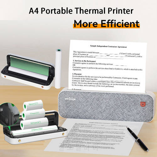 Peripage A4 Inkless Printer Portable Thermal Direct Printer Mini Document Thermal Printers Bluetooth 300dpi IOS Android PC Print