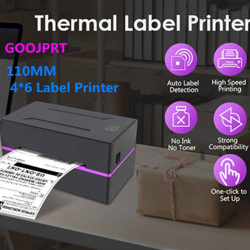 Thermal shipping Label Barcode sticker Printer 4inch USB Bluetooth for 40-110 width Compatible with Ebay Etsy Shopify 4×6