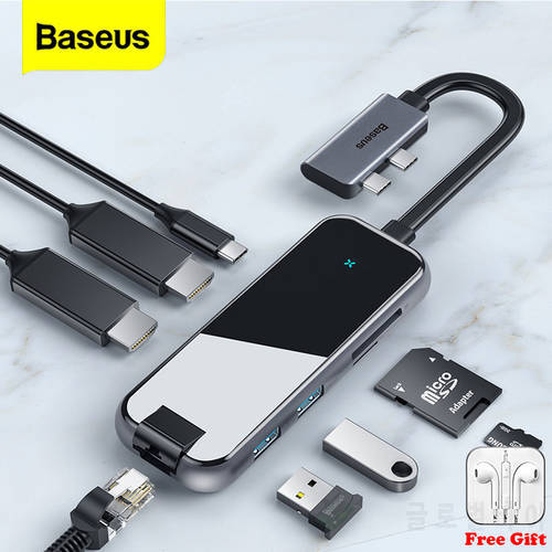 Baseus USB C HUB To HDMI-compatible USB 3.0 RJ45 Type C HUB For MacBook Pro Air Card Reader USB Splitter And Laptop USB HUB