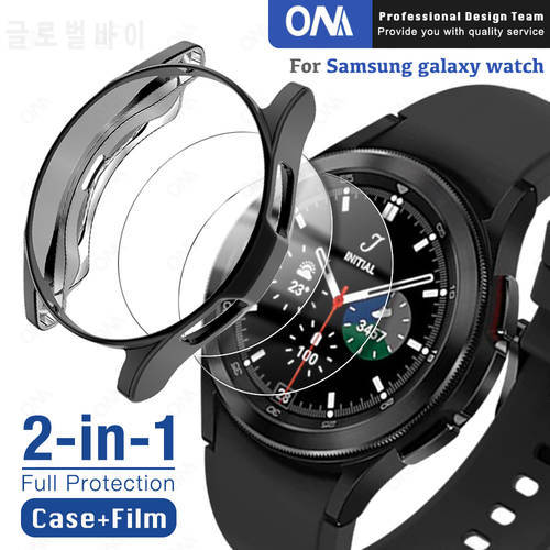 2-in-1 TPU Case + Screen Protector For Samsung Galaxy Watch 4 Classic 42mm 46mm / 3 41mm 45mm Gear S3 Soft Cover Tempered Glass