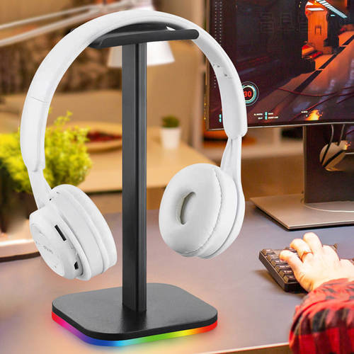 RGB Gaming Headphone Stand Computer Over Ear Headset Desk Display Holder Support Hanger LED Base/USB Pickup Light PC Accessories