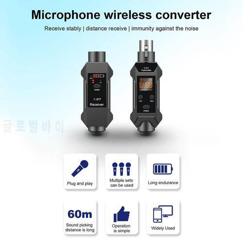 Dynamic Microphone Converter Wireless System Xlr Transmitter Receiver 6.5 Adapter For Dynamic Mic Professional Microphones