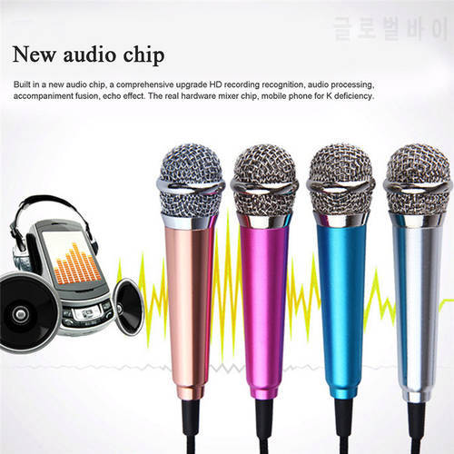 1PC For Android All Smartphone Notebook Portable Mini Microphone Stereo Karaoke Sound Record 3.5mm Plug Singing music
