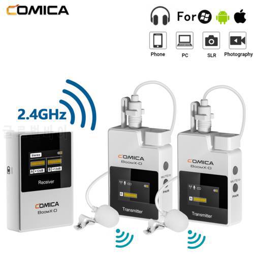 comica boomx d2 Wireless Lavalier Microphone Mic 2.4G Hz for DSLR camera smartphones iPone Android vs rode LARK 150 Duo