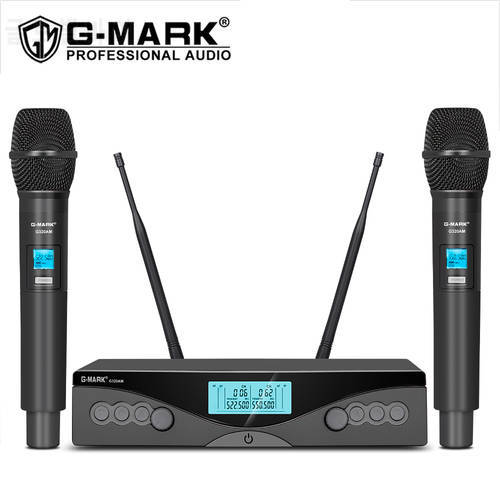 Microphone Wireless G-MARK G320AM Handheld Mic UHF 2 Channels Adjustable Frequency For Karaoke Party Show Church Wedding
