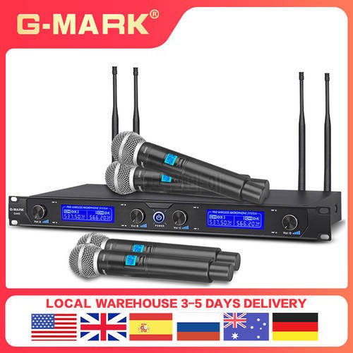 Wireless Microphone G-MARK G440 System 4 Channels UHF Cordless Handheld Mic Fixed Frequency For Church Party Show Meeting Stage